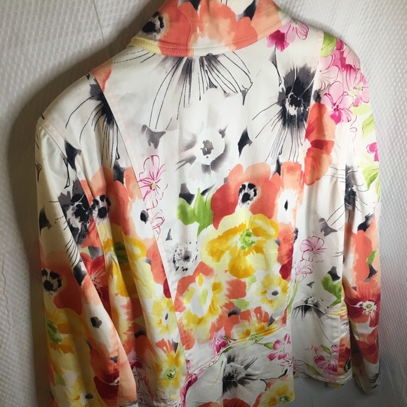 Coldwater Creek | Women’s Colorful Floral Print Pea Coat Jacket - Picture 13 of 16